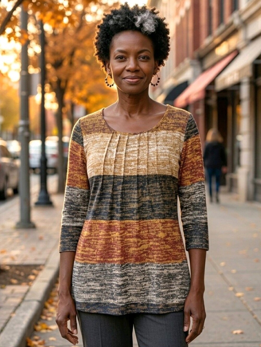 🖤🧡 Lily By Firmiana Illusion Sweater AUTUMN COLORS Colorblock Tunic Top M